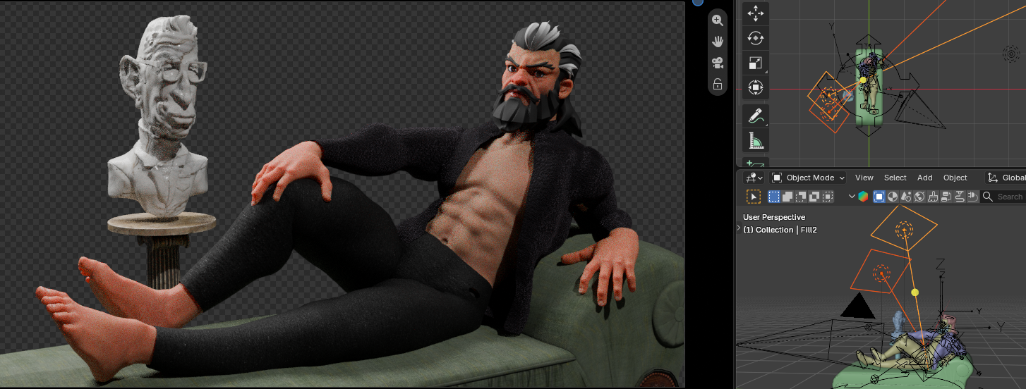 Ah, there he is. But he doesn't pop off the page atm... Key Light